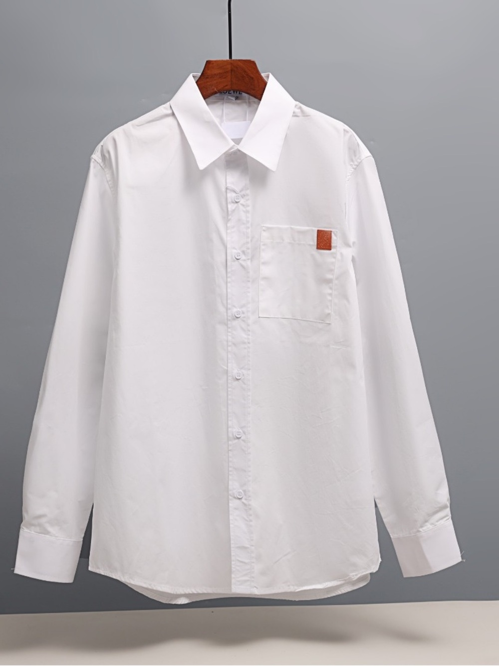 Loewe White Long-Sleeve Dress Shirt with Pocket Accent